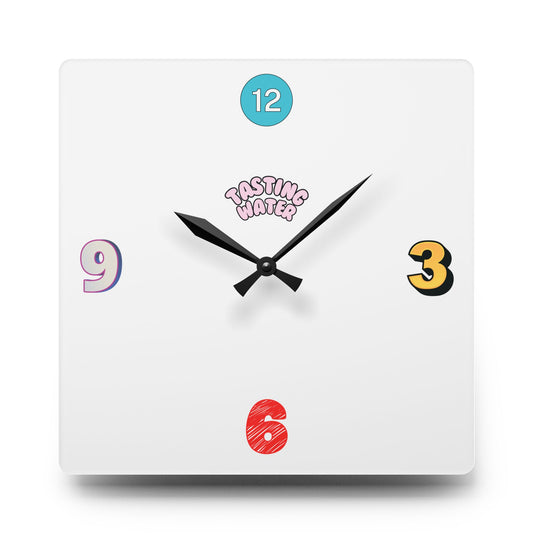 Tasting Water Square Wall Clock — Minimalist Edition